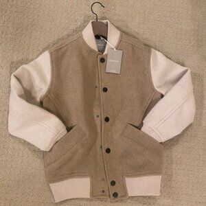 NWT - EVERLANE - Oversized Wool Bomber - Cream & Camel
